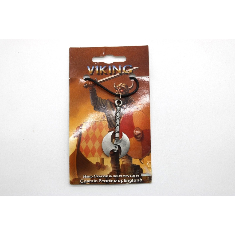 Viking Pewter Battle Axe Pendant Necklace, Cosmic Pewter of England NEW